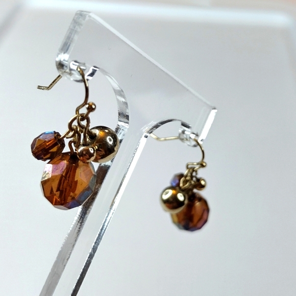 Vintage Amber Iridescent Necklace & Earring Set - Picture 13 of 16